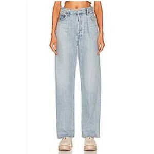 AGOLDE Fold Waistband High Rise Straight Leg Light Blue Women's Size 23 (26x29)